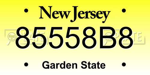 85558B8 New Jersey License Plate