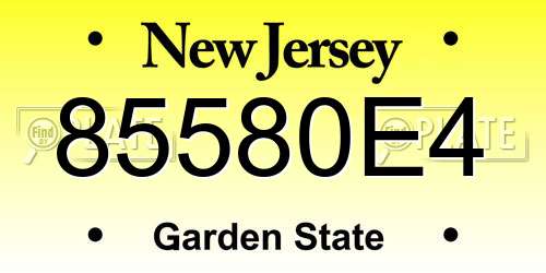85580E4 New Jersey License Plate