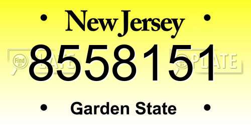 8558151 New Jersey License Plate