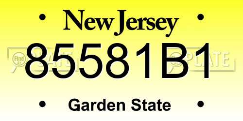 85581B1 New Jersey License Plate