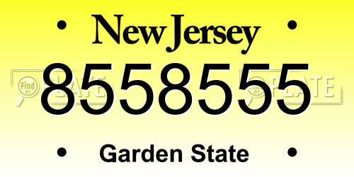 8558555 New Jersey License Plate