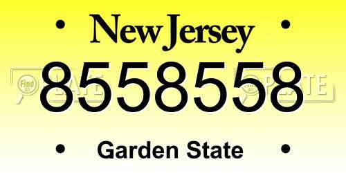 8558558 New Jersey License Plate