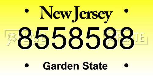 8558588 New Jersey License Plate
