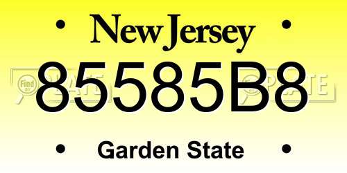 85585B8 New Jersey License Plate