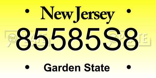 85585S8 New Jersey License Plate