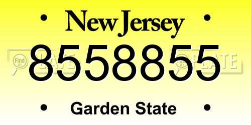 8558855 New Jersey License Plate