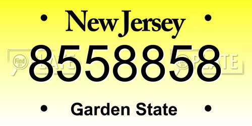 8558858 New Jersey License Plate