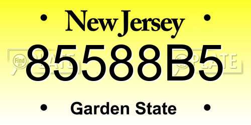 85588B5 New Jersey License Plate