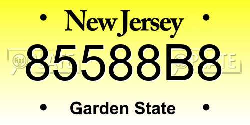 85588B8 New Jersey License Plate