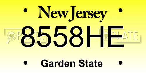 8558HE New Jersey License Plate