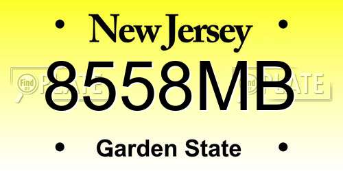 8558MB New Jersey License Plate