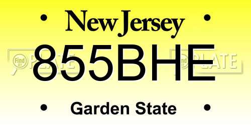 855BHE New Jersey License Plate