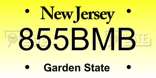 855BMB New Jersey License Plate