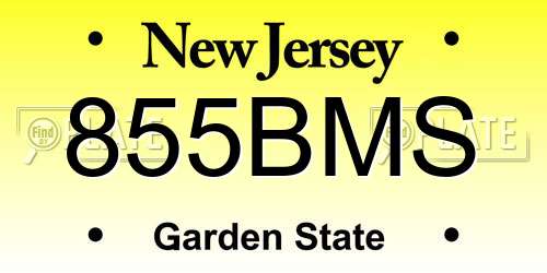 855BMS New Jersey License Plate