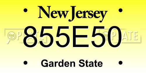 855E50 New Jersey License Plate