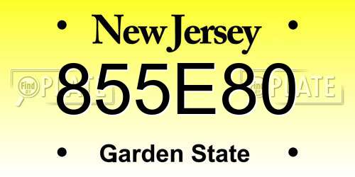 855E80 New Jersey License Plate