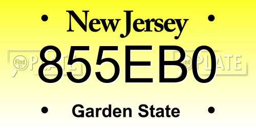 855EB0 New Jersey License Plate