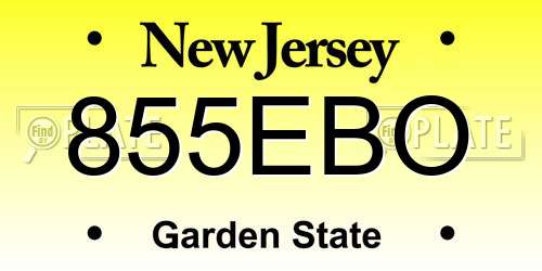 855EBO New Jersey License Plate
