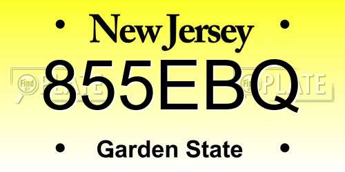 855EBQ New Jersey License Plate