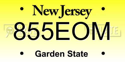 855EOM New Jersey License Plate