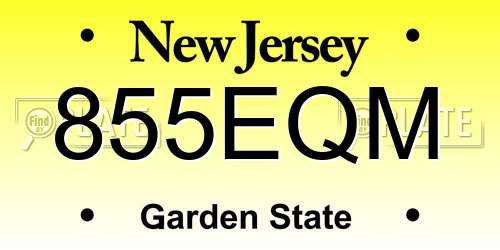 855EQM New Jersey License Plate