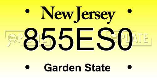 855ES0 New Jersey License Plate