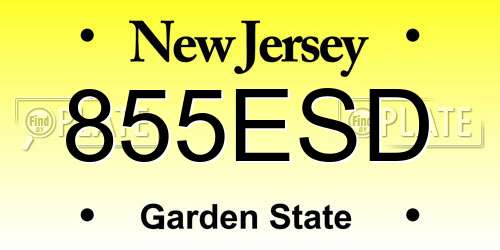 855ESD New Jersey License Plate
