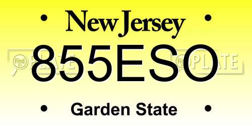 855ESO New Jersey License Plate