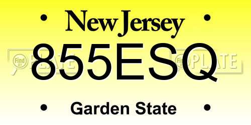 855ESQ New Jersey License Plate