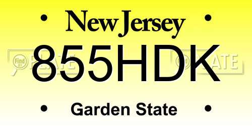 855HDK New Jersey License Plate
