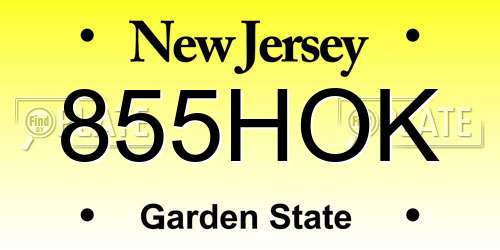 855HOK New Jersey License Plate