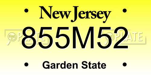 855M52 New Jersey License Plate
