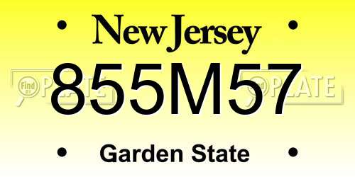 855M57 New Jersey License Plate