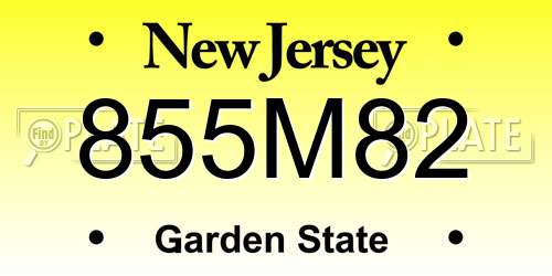 855M82 New Jersey License Plate