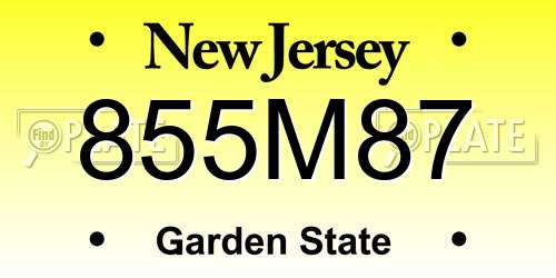 855M87 New Jersey License Plate