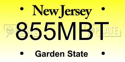 855MBT New Jersey License Plate