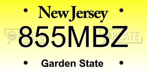 855MBZ New Jersey License Plate