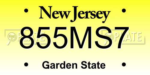 855MS7 New Jersey License Plate