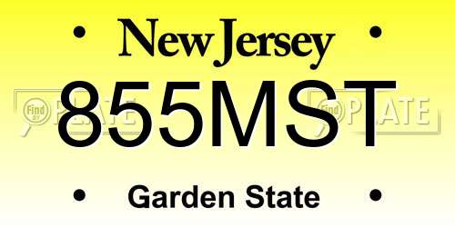 855MST New Jersey License Plate