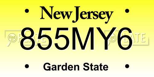 855MY6 New Jersey License Plate