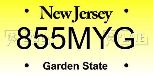 855MYG New Jersey License Plate