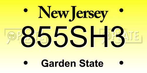 855SH3 New Jersey License Plate
