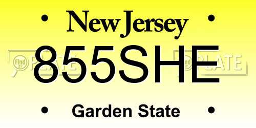 855SHE New Jersey License Plate