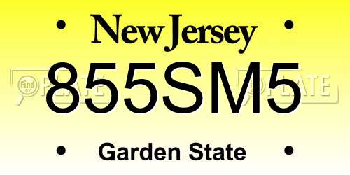 855SM5 New Jersey License Plate