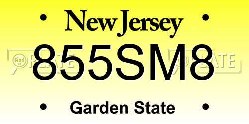 855SM8 New Jersey License Plate