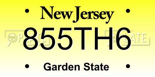 855TH6 New Jersey License Plate