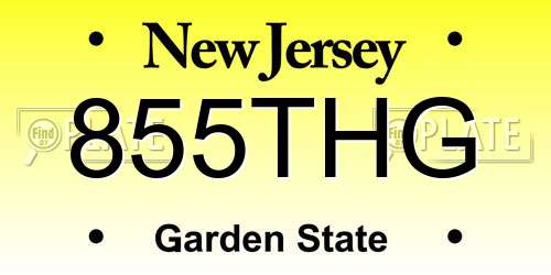 855THG New Jersey License Plate