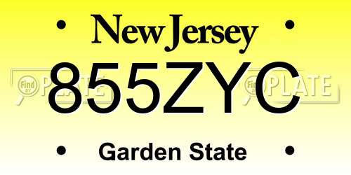 855ZYC New Jersey License Plate