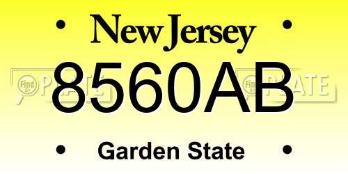 8560AB New Jersey License Plate