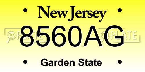 8560AG New Jersey License Plate